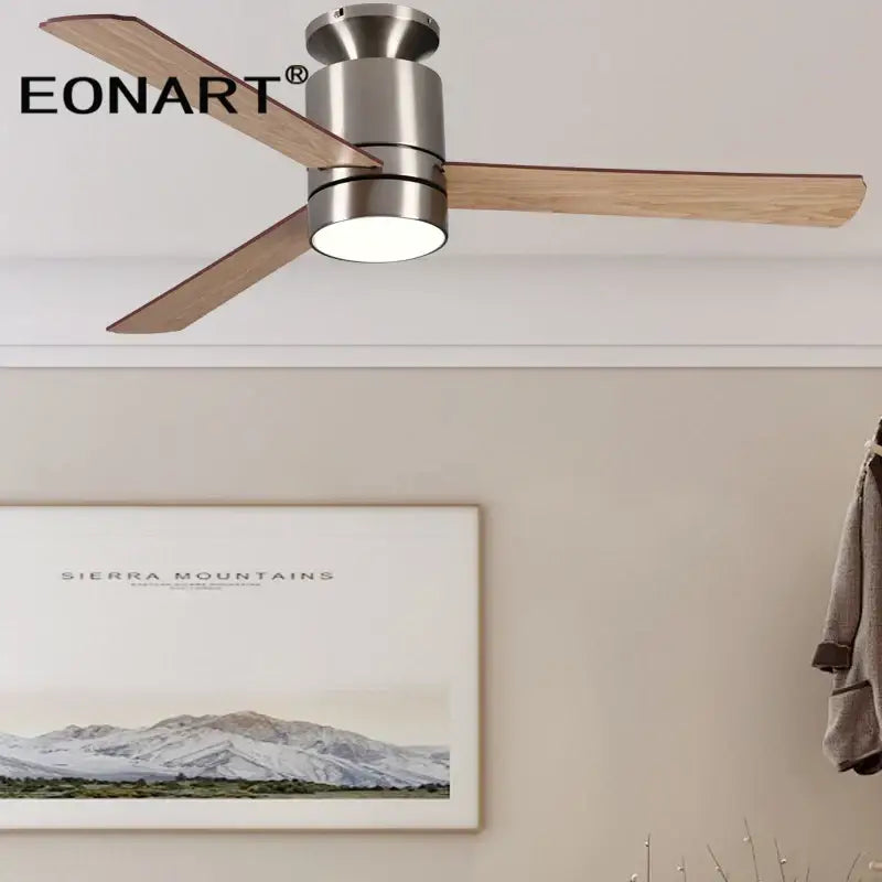 Modern light brown 40 inch led ceiling fan with remote control bedroom