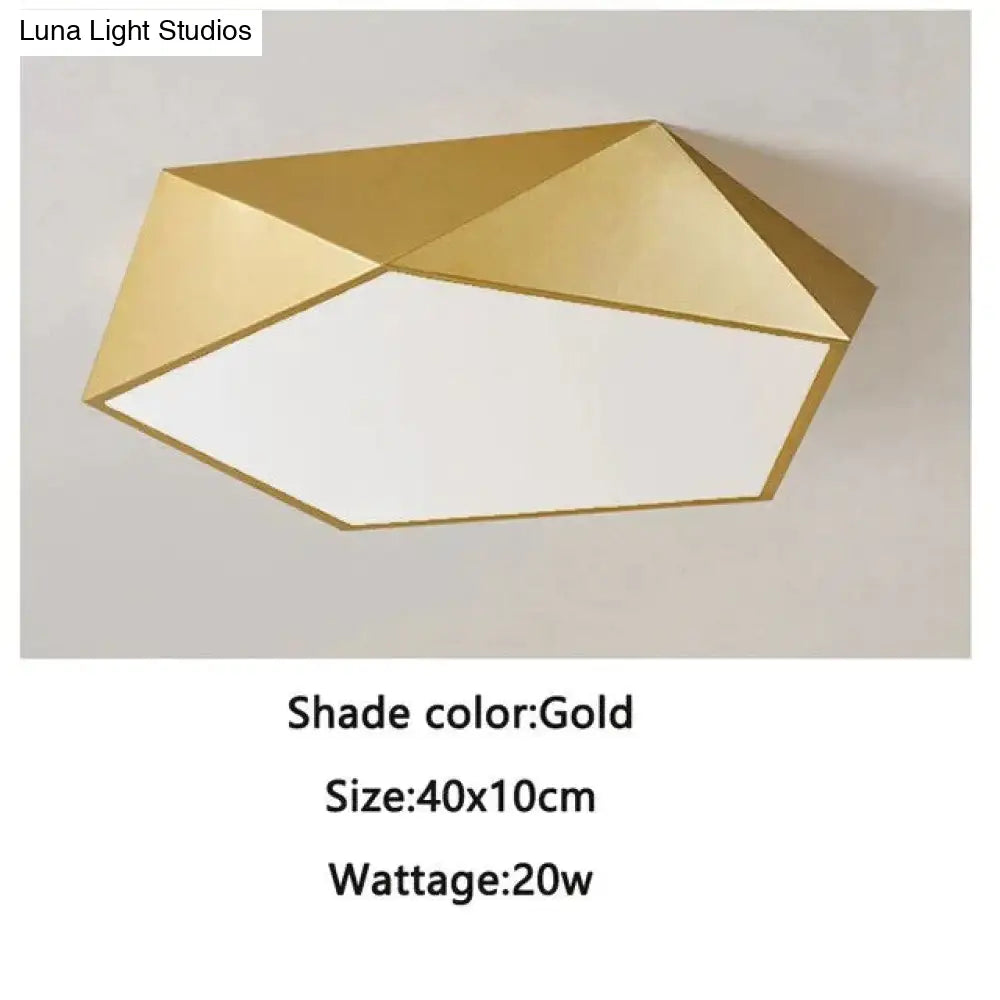 DecorBites™ Modern Light Fixtures Ceiling Of Equilateral Indoor Lighting Gold Lampshade For Living Room Bedroom Lamp Ceiling Lamp Fixtures