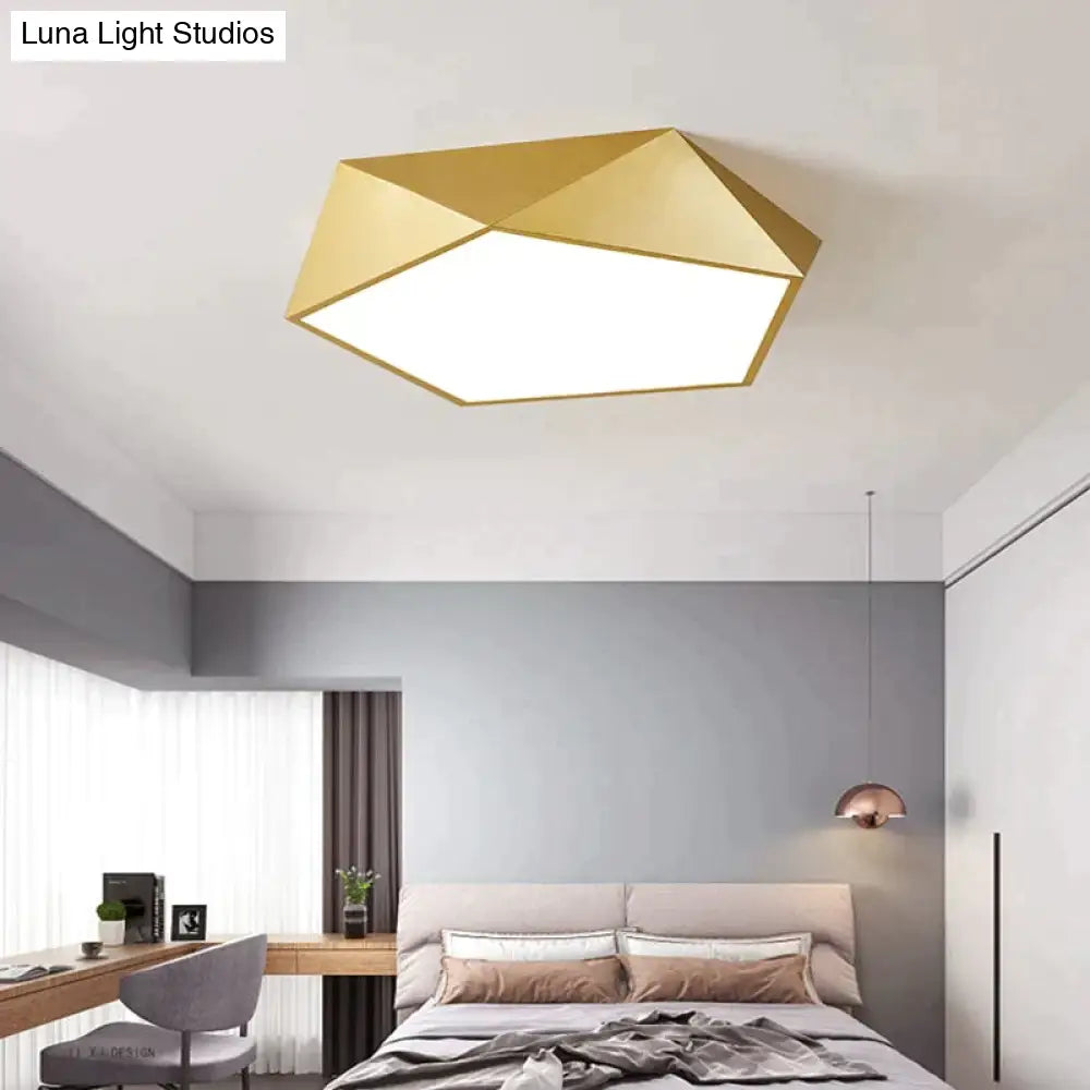 DecorBites™ Modern Light Fixtures Ceiling Of Equilateral Indoor Lighting Gold Lampshade For Living Room Bedroom Lamp Ceiling Lamp Fixtures