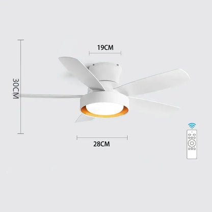 Modern light wood 5-blade ceiling fan with remote control led light bedroom