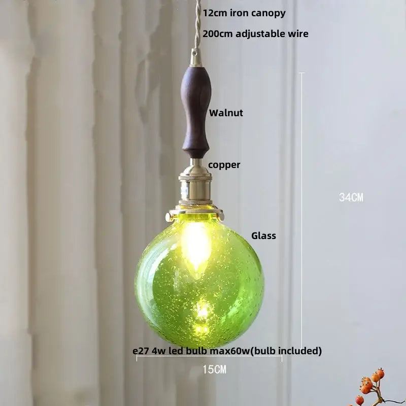 Modern lime & teal bubble glass ball pendant light – living room