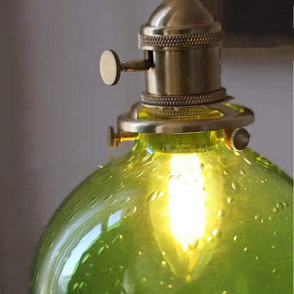 Modern lime & teal bubble glass ball pendant light – living room