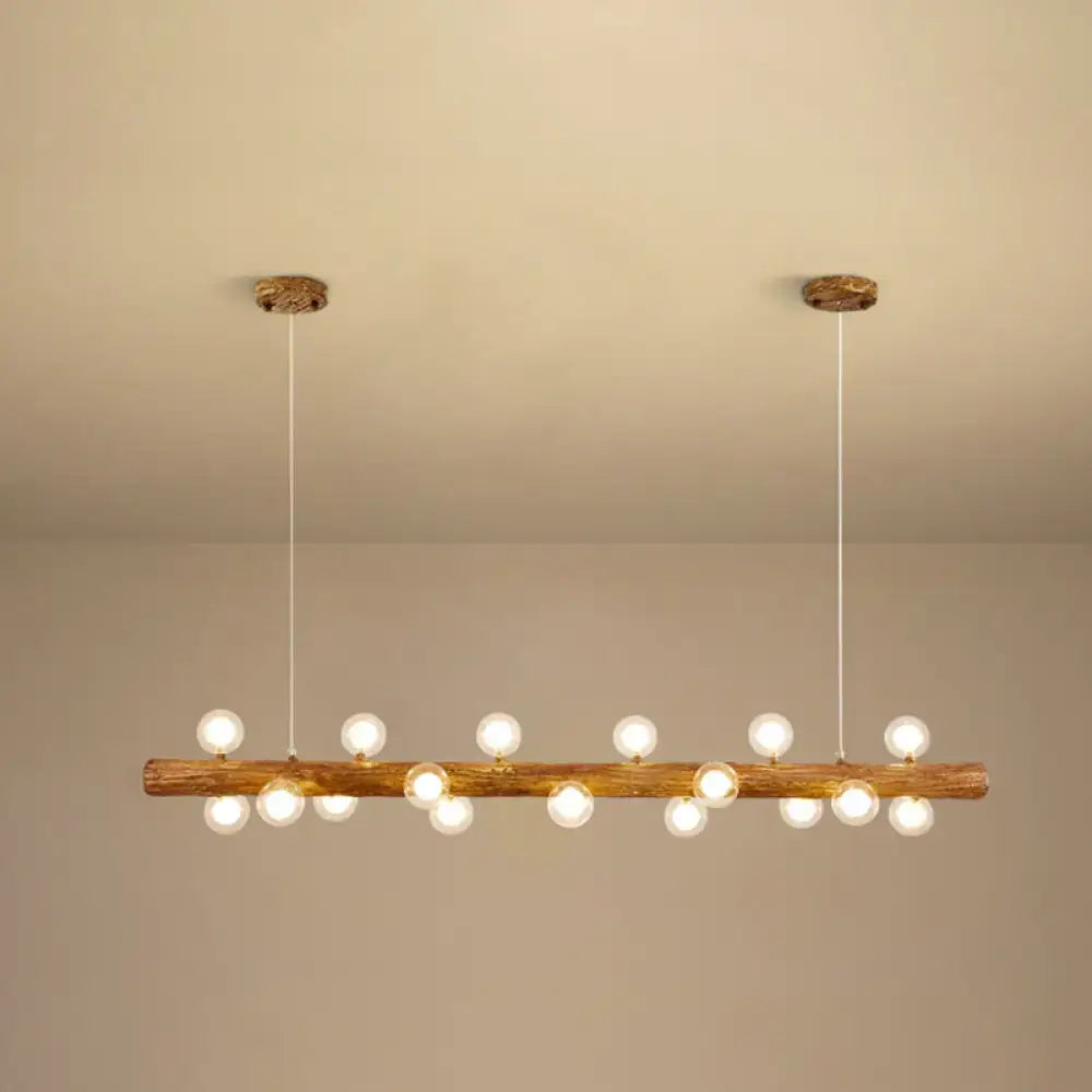 Modern linear brown wood island pendant – kitchen dining room light