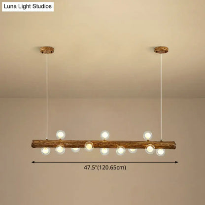 Modern linear brown wood island pendant – kitchen dining room light
