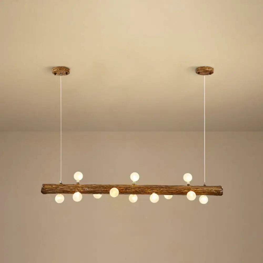 Modern linear brown wood island pendant – kitchen dining room light