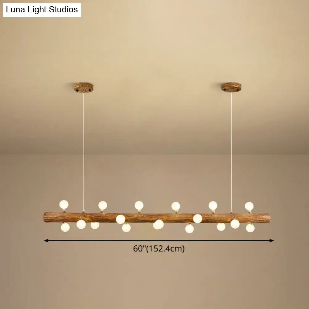 Modern linear brown wood island pendant – kitchen dining room light