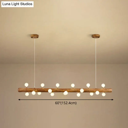 Modern linear brown wood island pendant – kitchen dining room light