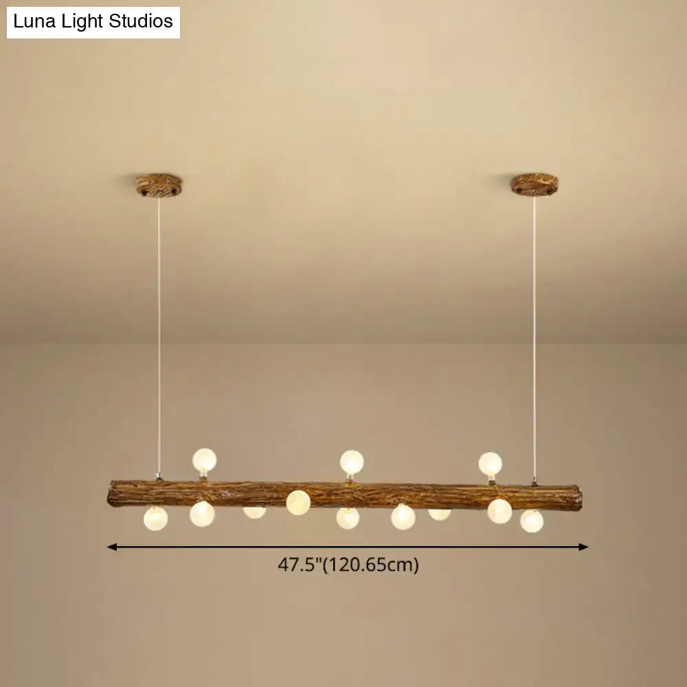 Modern linear brown wood island pendant – kitchen dining room light