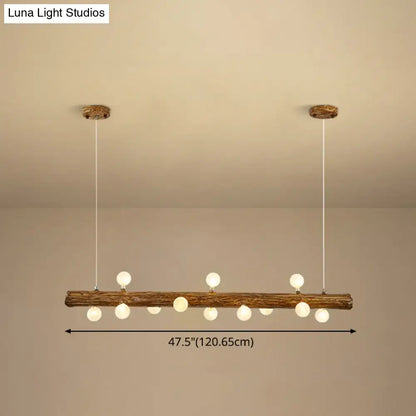 Modern linear brown wood island pendant – kitchen dining room light