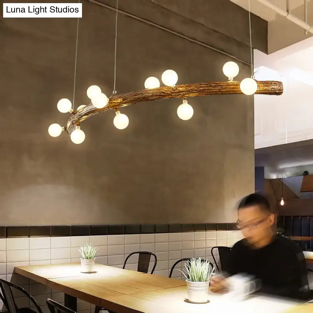 Modern linear brown wood island pendant – kitchen dining room light