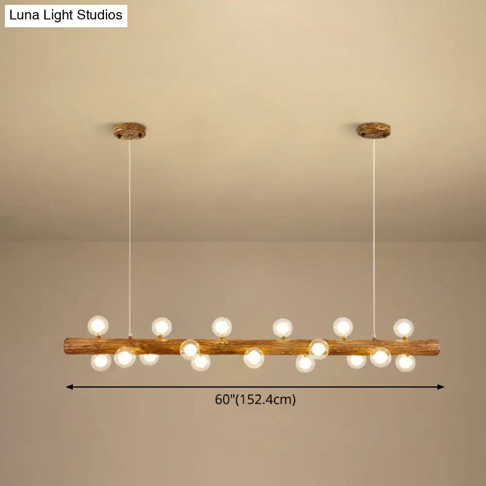 Modern linear brown wood island pendant – kitchen dining room light