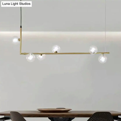 DecorBites™ Modern Linear Chandelier - 6/8 Lights Glass Shade Island Light in Black/Gold
