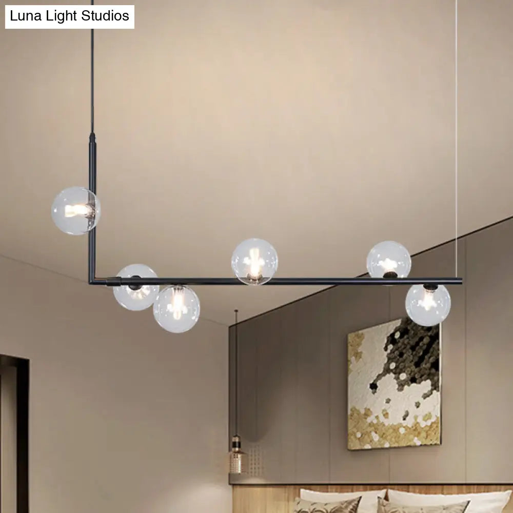 DecorBites™ Modern Linear Chandelier - 6/8 Lights Glass Shade Island Light in Black/Gold