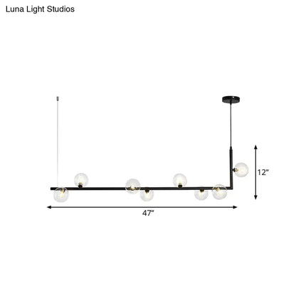 DecorBites™ Modern Linear Chandelier - 6/8 Lights Glass Shade Island Light in Black/Gold