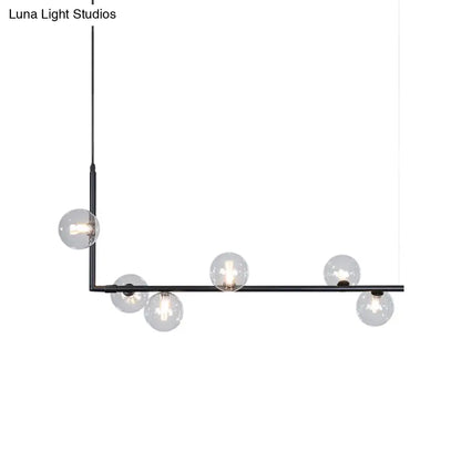 DecorBites™ Modern Linear Chandelier - 6/8 Lights Glass Shade Island Light in Black/Gold