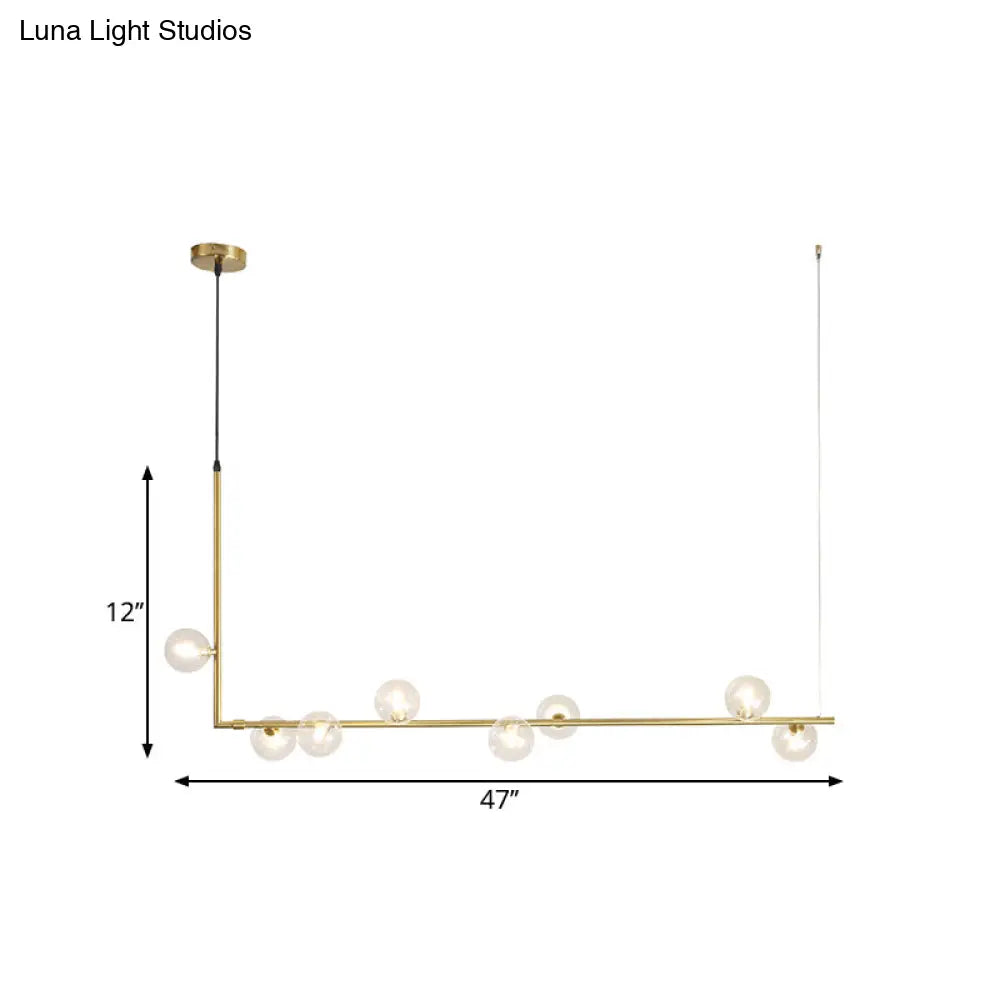 DecorBites™ Modern Linear Chandelier - 6/8 Lights Glass Shade Island Light in Black/Gold