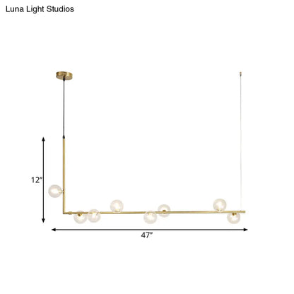 DecorBites™ Modern Linear Chandelier - 6/8 Lights Glass Shade Island Light in Black/Gold