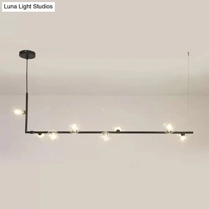 DecorBites™ Modern Linear Chandelier - 6/8 Lights Glass Shade Island Light in Black/Gold