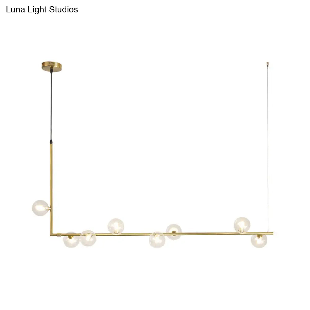 DecorBites™ Modern Linear Chandelier - 6/8 Lights Glass Shade Island Light in Black/Gold