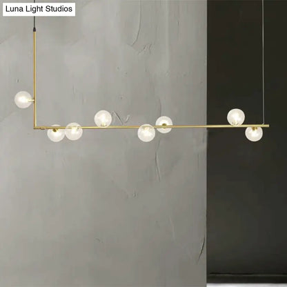 DecorBites™ Modern Linear Chandelier - 6/8 Lights Glass Shade Island Light in Black/Gold