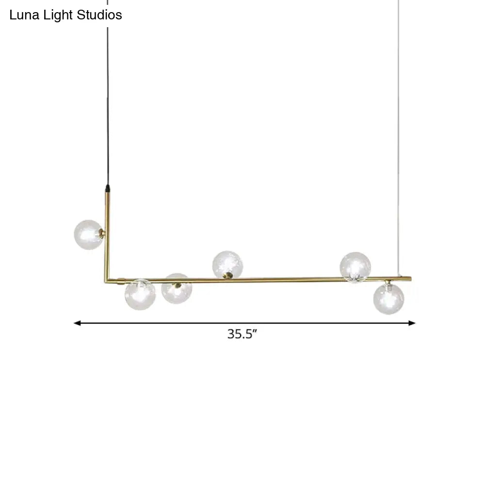 DecorBites™ Modern Linear Chandelier - 6/8 Lights Glass Shade Island Light in Black/Gold