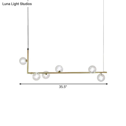 DecorBites™ Modern Linear Chandelier - 6/8 Lights Glass Shade Island Light in Black/Gold