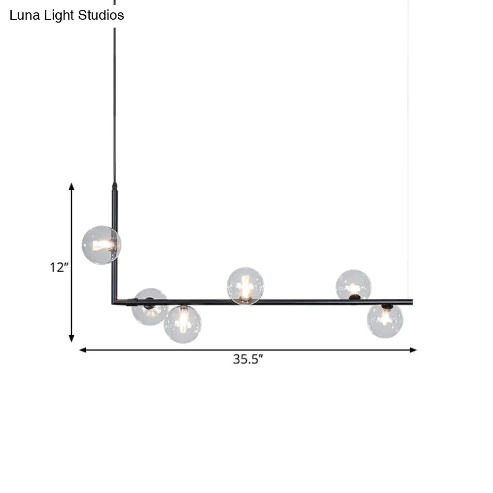 DecorBites™ Modern Linear Chandelier - 6/8 Lights Glass Shade Island Light in Black/Gold
