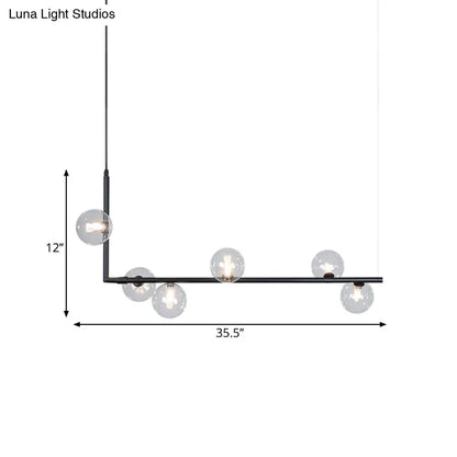 DecorBites™ Modern Linear Chandelier - 6/8 Lights Glass Shade Island Light in Black/Gold