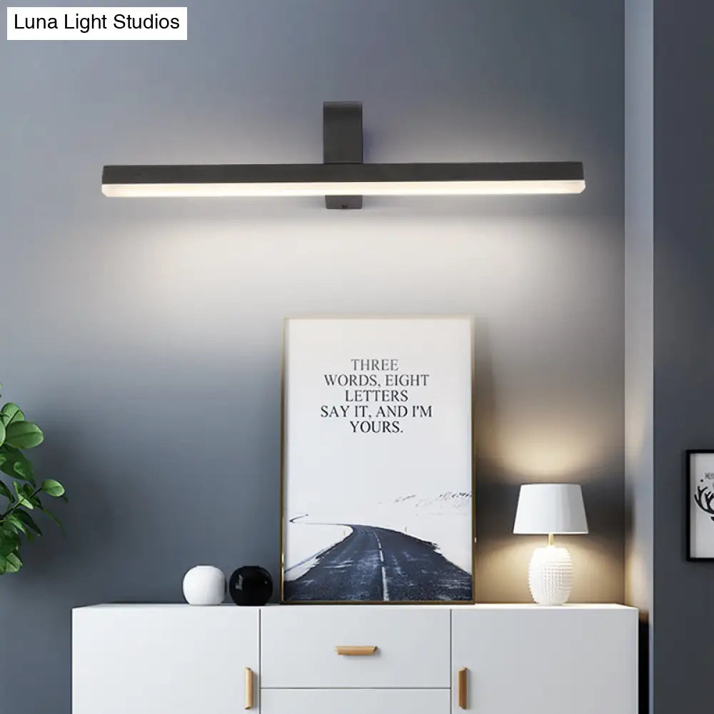 DecorBites™ Modern Linear LED Vanity Light - White/Black Metal Wall Mount in Natural Light, 16"/19.5"/23.5" Wide