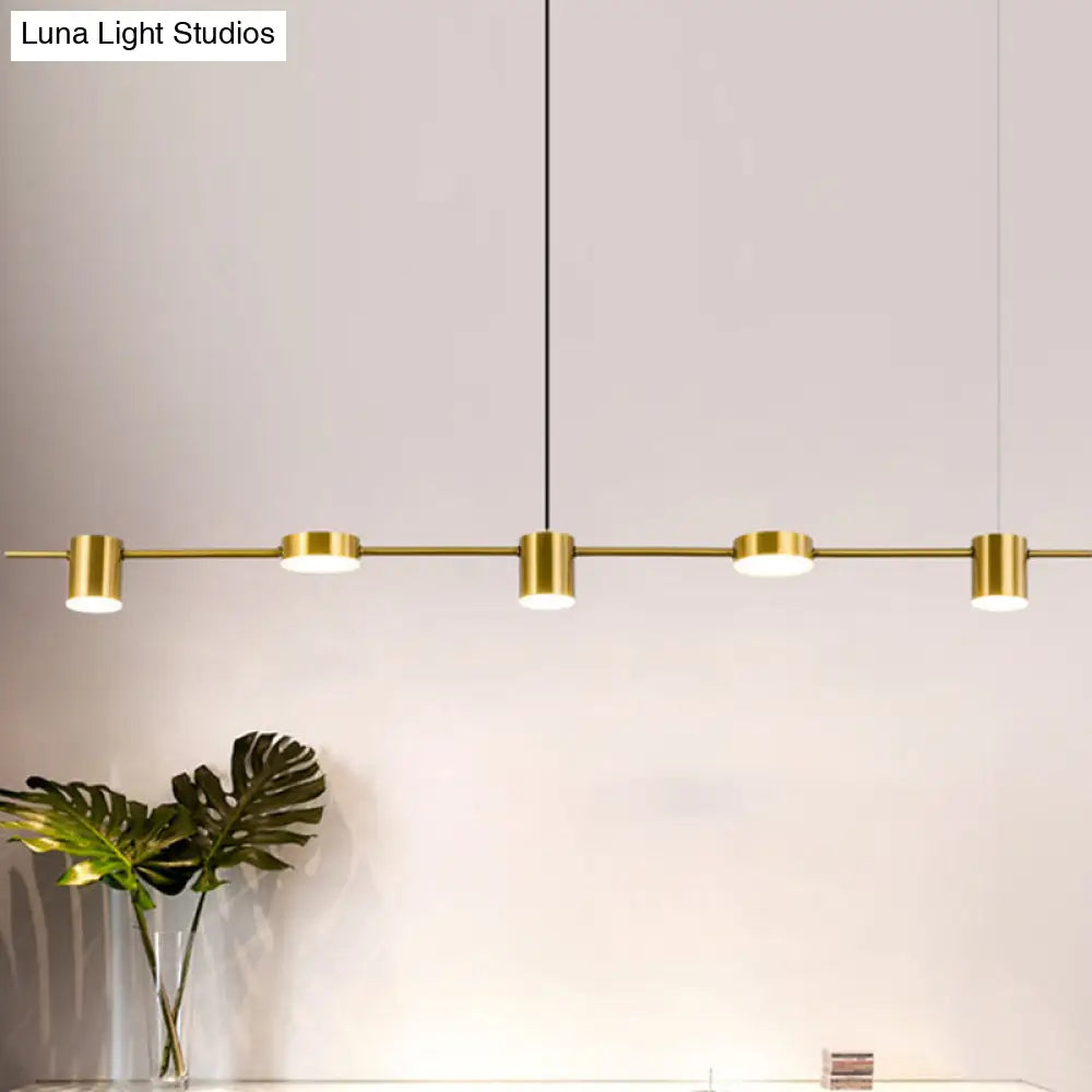 DecorBites™ Modern Linear Metallic Chandelier Light - 3/5 Heads Black/Gold Hanging Lamp with Rotatable Shade - Warm/White Light
