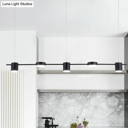 DecorBites™ Modern Linear Metallic Chandelier Light - 3/5 Heads Black/Gold Hanging Lamp with Rotatable Shade - Warm/White Light