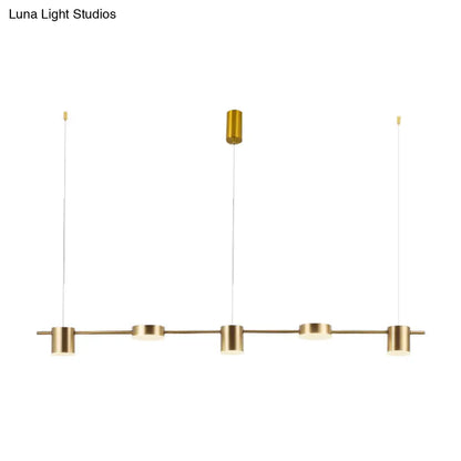 DecorBites™ Modern Linear Metallic Chandelier Light - 3/5 Heads Black/Gold Hanging Lamp with Rotatable Shade - Warm/White Light