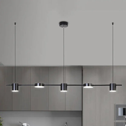 DecorBites™ Modern Linear Metallic Chandelier Light - 3/5 Heads Black/Gold Hanging Lamp with Rotatable Shade - Warm/White Light