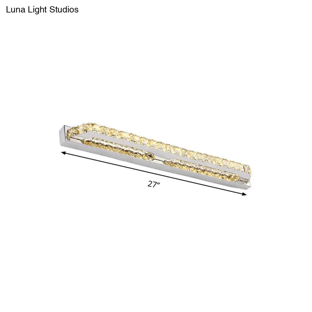DecorBites™ Modern Linear Wall Mounted Vanity Sconce for Bathroom - Clear/Amber Crystal, Warm/White Light - 16"/22"/27" Long