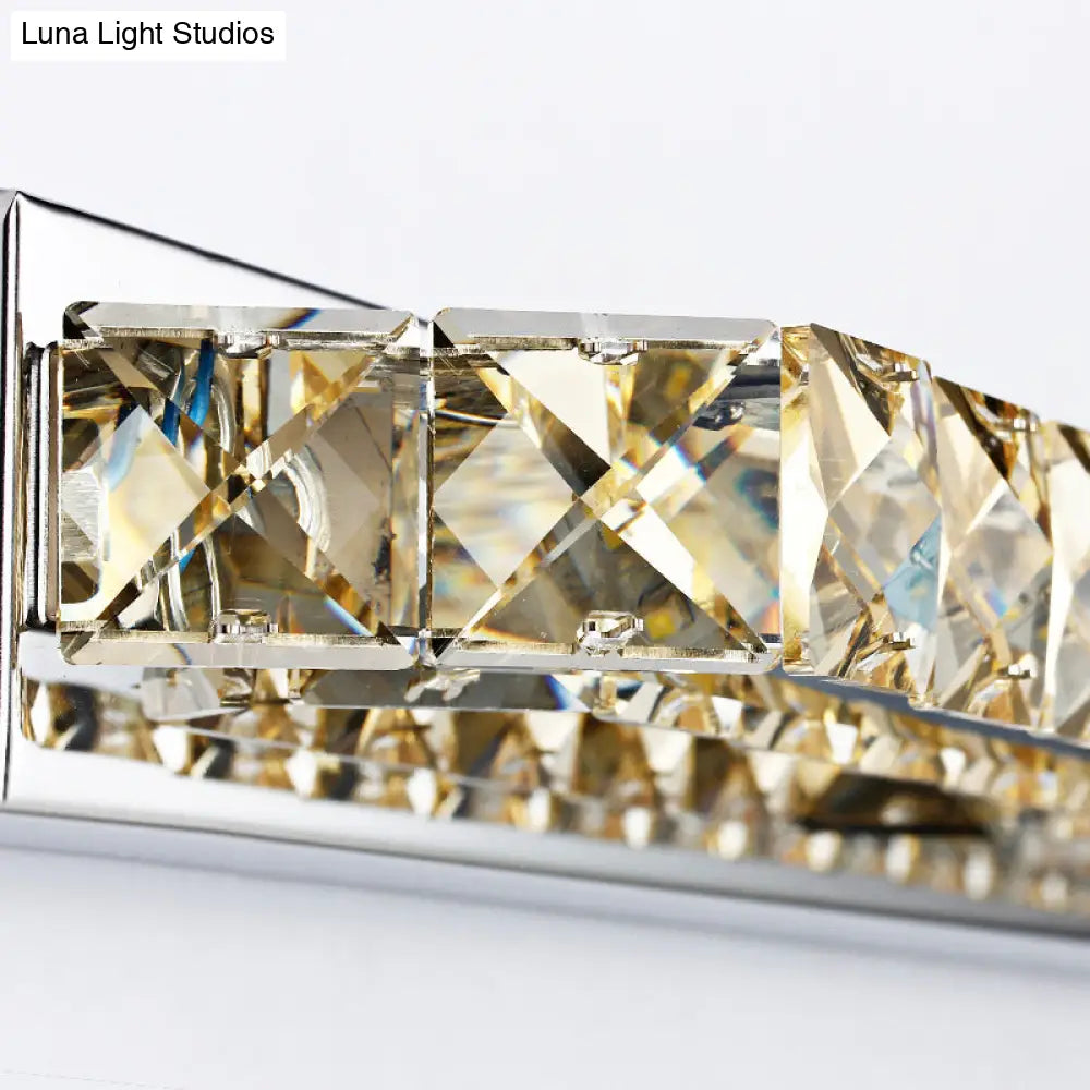 DecorBites™ Modern Linear Wall Mounted Vanity Sconce for Bathroom - Clear/Amber Crystal, Warm/White Light - 16"/22"/27" Long