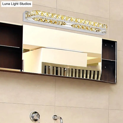 DecorBites™ Modern Linear Wall Mounted Vanity Sconce for Bathroom - Clear/Amber Crystal, Warm/White Light - 16"/22"/27" Long