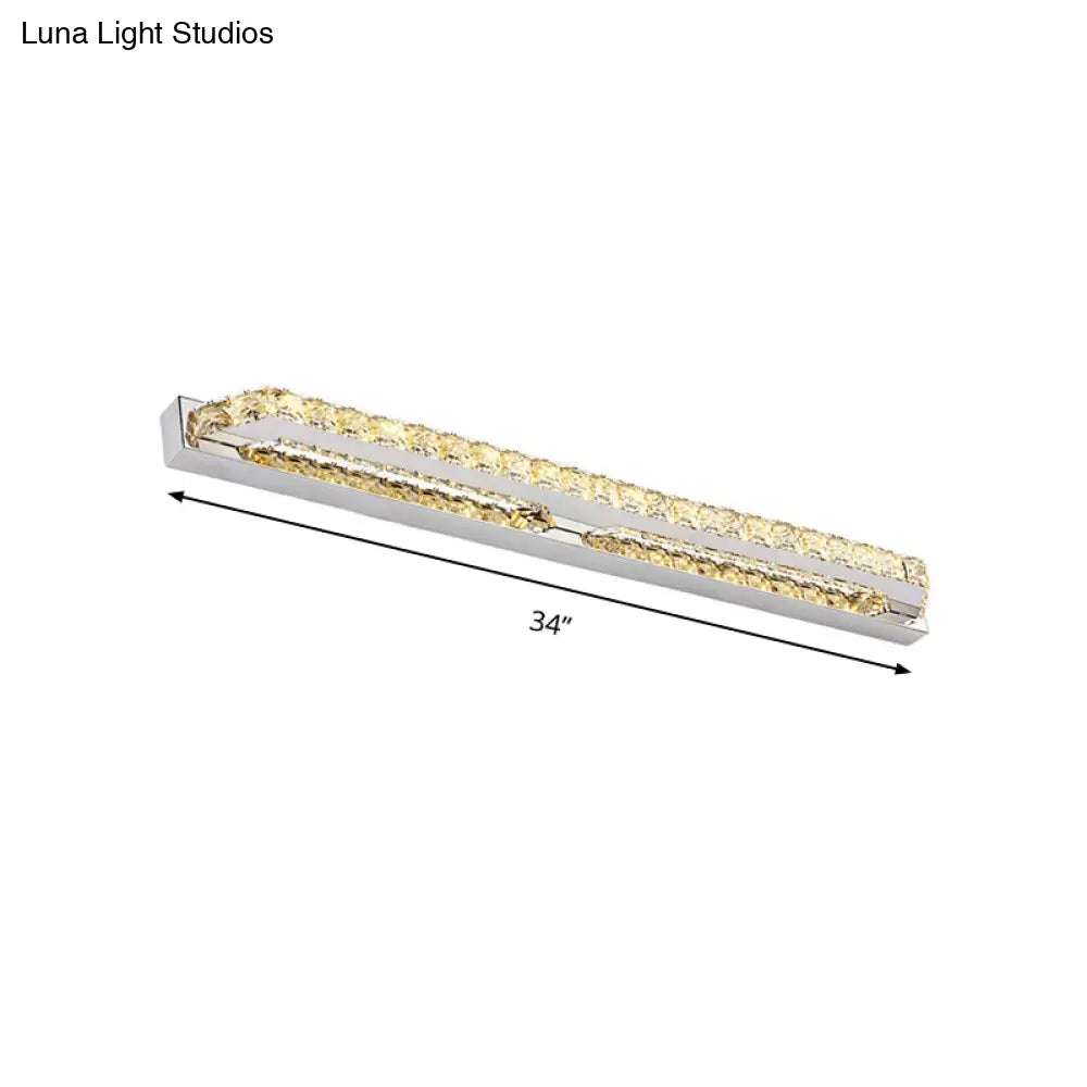 DecorBites™ Modern Linear Wall Mounted Vanity Sconce for Bathroom - Clear/Amber Crystal, Warm/White Light - 16"/22"/27" Long