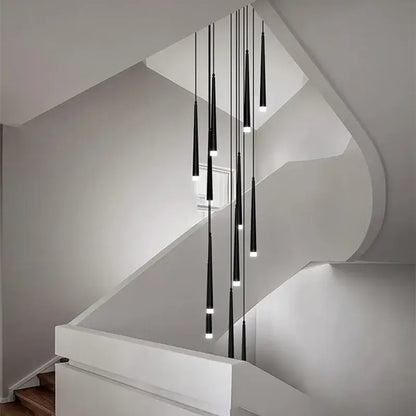 Modern loft black led stair chandelier living room pendant light