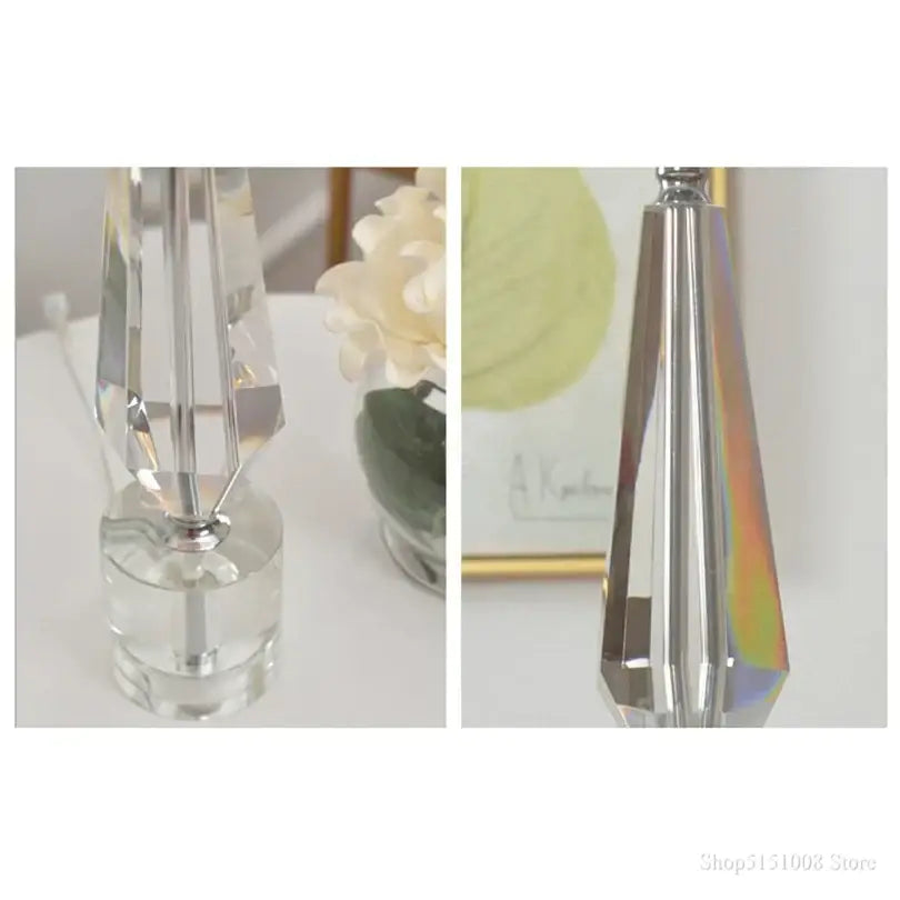 Modern luxe gray and crystal table lamp for bedroom lighting