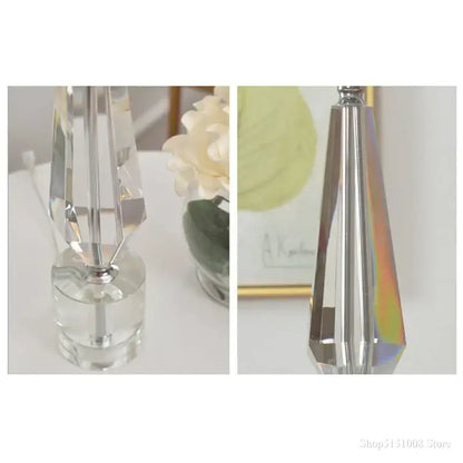 Modern luxe gray and crystal table lamp for bedroom lighting