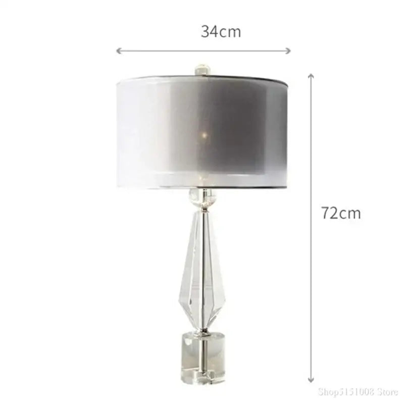 Modern luxe gray and crystal table lamp for bedroom lighting