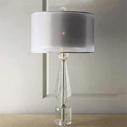 Modern luxe gray and crystal table lamp for bedroom lighting