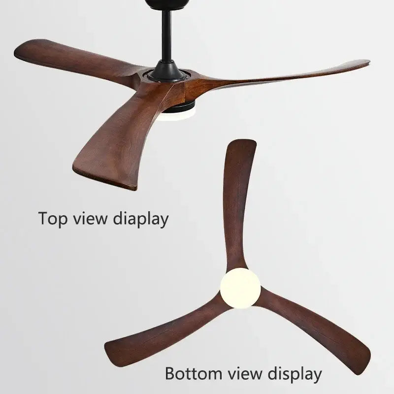 Modern luxury black and dark brown wooden ceiling fan living room