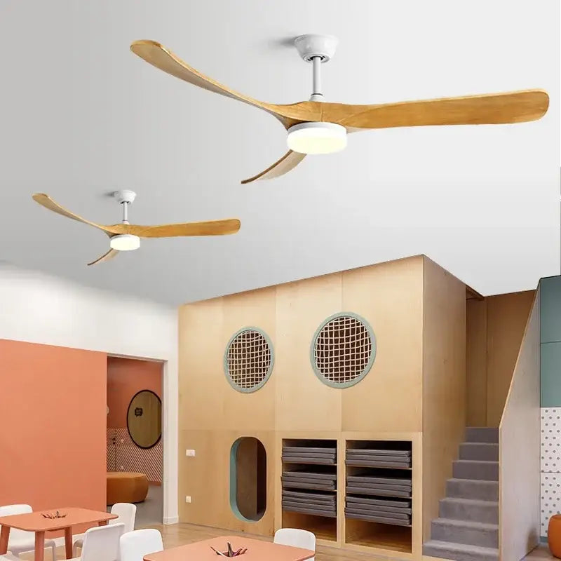Modern luxury black and dark brown wooden ceiling fan living room