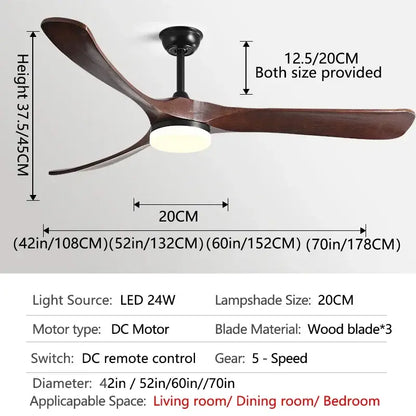 Modern luxury black and dark brown wooden ceiling fan living room
