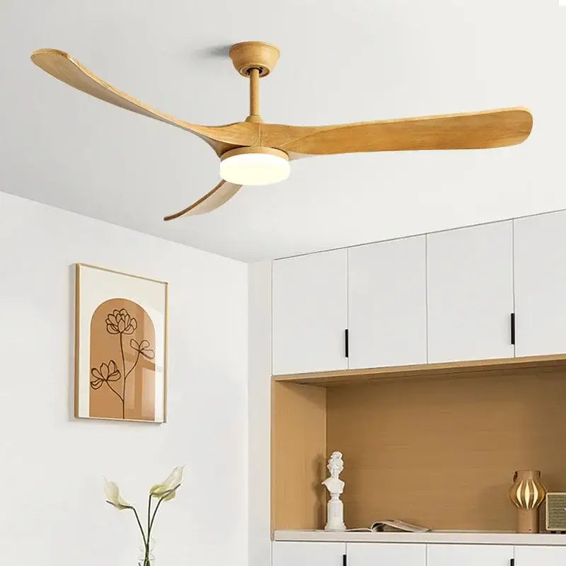 Modern luxury black and dark brown wooden ceiling fan living room