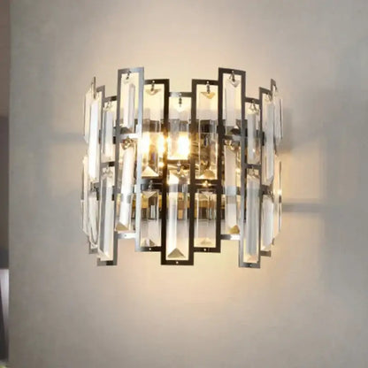Modern luxury black crystal led wall lamp for living room