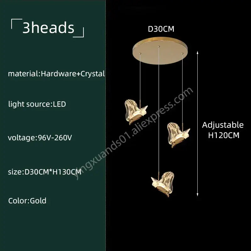 Modern luxury butterfly gold crystal chandelier living room