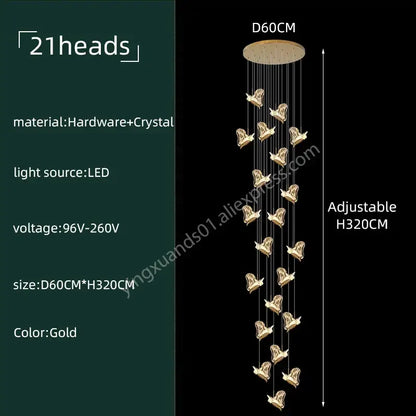 Modern luxury butterfly gold crystal chandelier living room