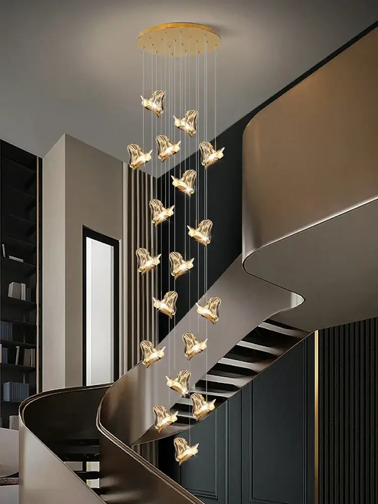 Modern luxury butterfly gold crystal chandelier living room